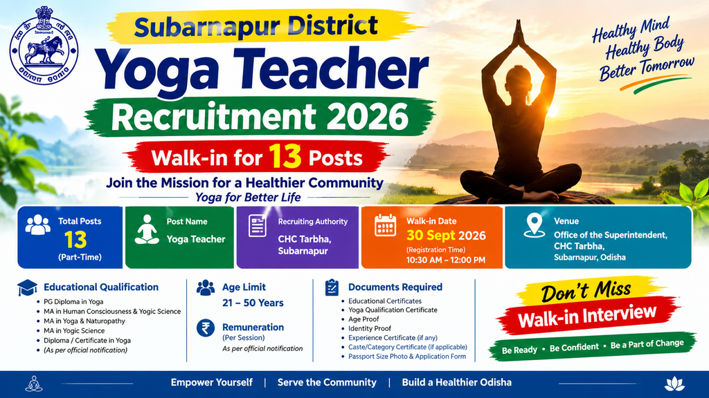 Subarnapur District Yoga Teacher Recruitment 2026