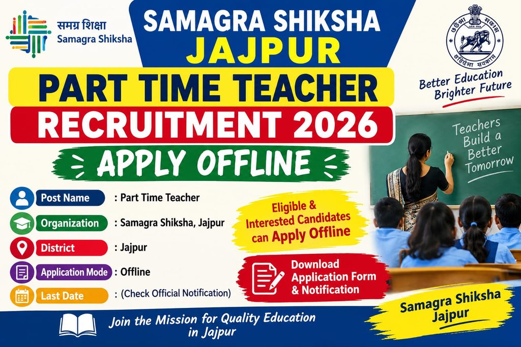 Samagra Shiksha Jajpur Part Time Teacher Recruitment 2026 
